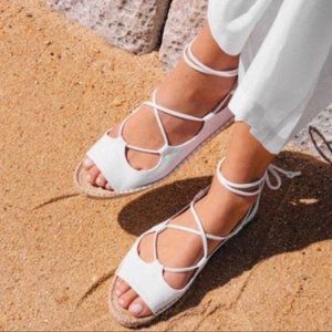 Soludos White Lace Up Espadrille Sandal